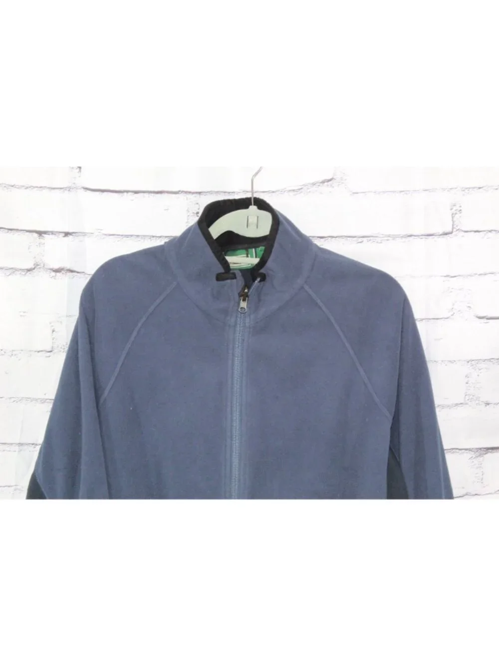 LL Bean Polartec Fleece Jacket Blue Black Full Zip Outdoor Size Large